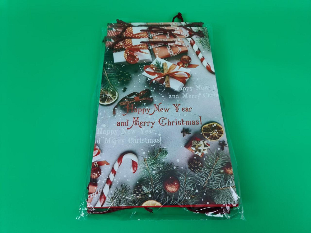 Большой бумажные пакет вертикальный 25/37/8 новогодний -001 (12 шт) Харьков - изображение 4