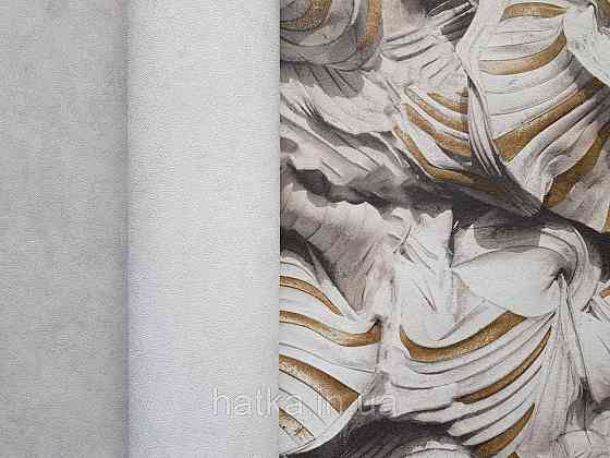 Шпалери вінілові на флізеліні гарячого тиснення DU&KA 1.06х10 вензель основа під штукатурку сірі коричневі Київ