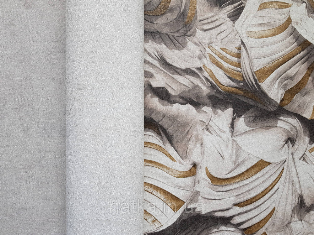 Шпалери вінілові на флізеліні гарячого тиснення DU&KA 1.06х10 вензель основа під штукатурку сірі коричневі Київ - фото 2