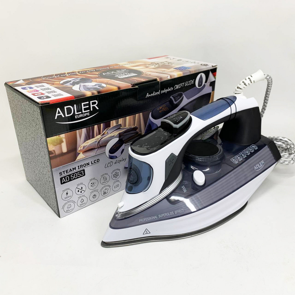 Паровой утюг для ухода за одеждой Adler AD 5053 3000Вт, Мощный паровой утюг, Хорошие бюджетные утюги ZB-35 Львов - изображение 7