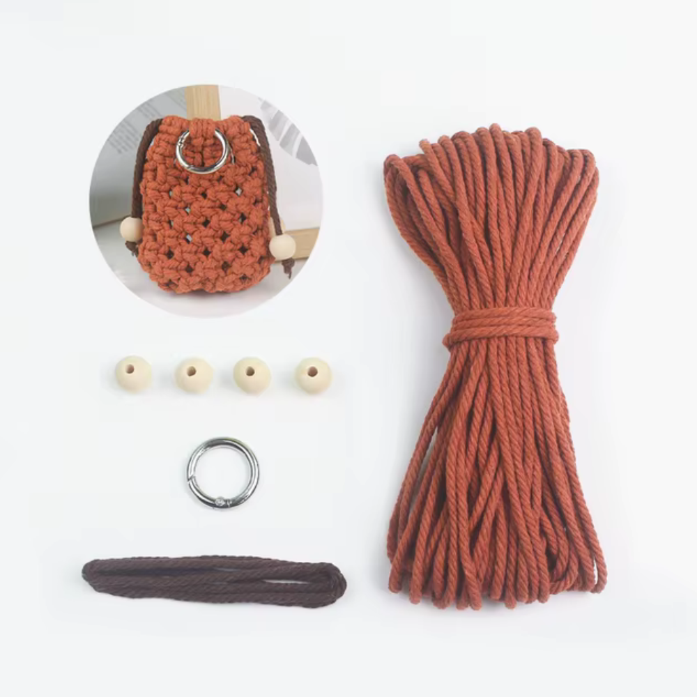 Набор макрам для ручного вязания чехла для наушников и аксессуаров 8х7см оранжевый для рукоделия и творчества Каменец-Подольский - изображение 2