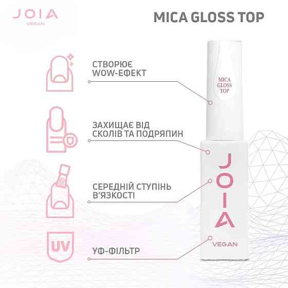 Топ глянцевий для гель-лаку MICA Gloss Top No Wipe JOIA vegan 8 мл Київ
