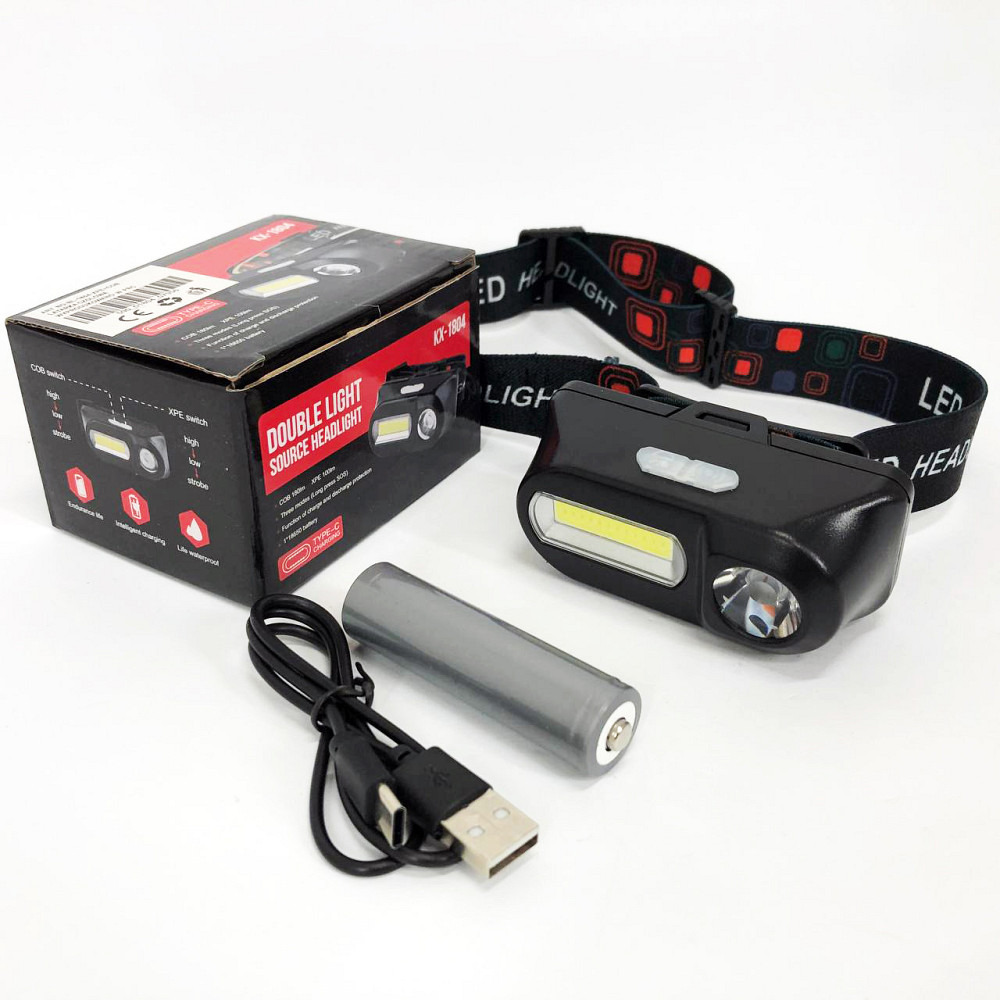 Ліхтар на голову для туристів 1804-XPE+COB, Налобний ліхтарик з захистом від вологи CH-39 Львів - фото 4