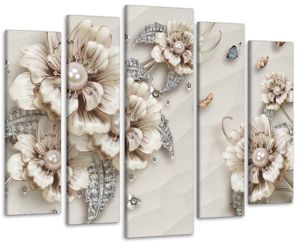 Модульна картина у вітальню / спальню Абстракція Квіти Art-413_5 ( 80х118см ) Київ - фото 1