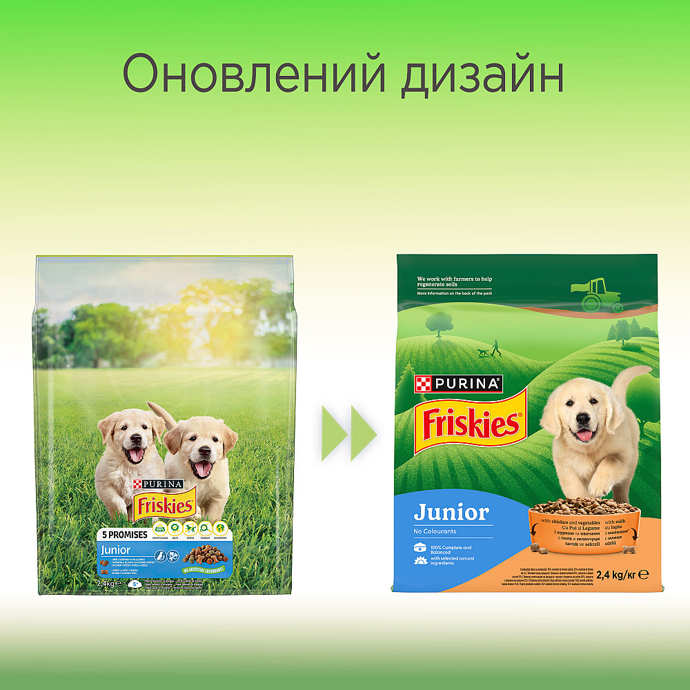 Сухой корм FRISKIES Junior (Джуниор) для щенков, с курицей, овощами и молоком, 2.4 кг Киев - изображение 9
