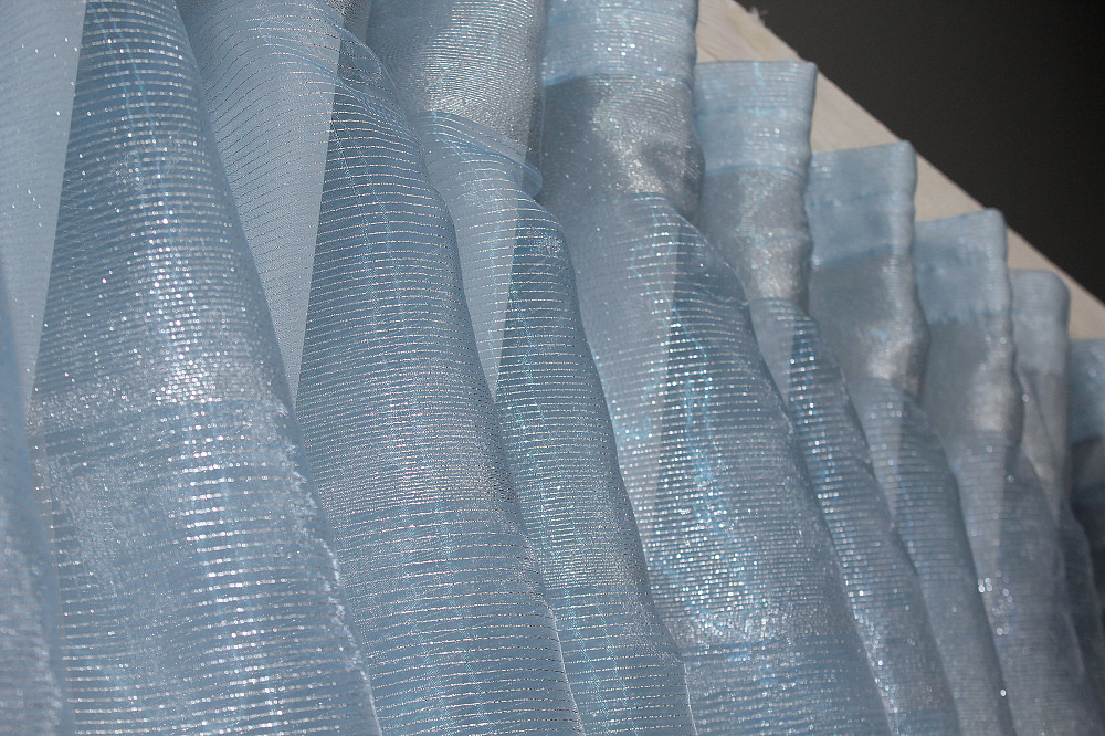 Кухонные шторки VR-Textil № 101к с подвязками молочный с голубым 330х170 см (52-0308) Киев - изображение 6