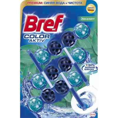 Туалетний блок Bref Кольорова вода Евкаліпт 3х50 г (9000101352986/9000101545678) Вінниця