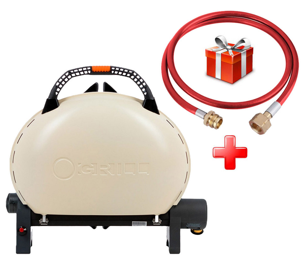 КОМПЛЕКТ Портативний переносний газовий гриль O-GRILL 500, кремовий + шланг в подарунок! Код: 013368 Рівне - фото 1
