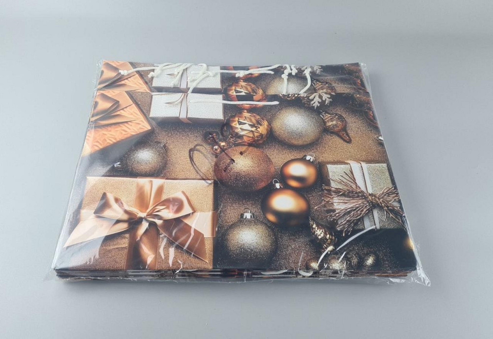 Картонные пакеты с ручками Гигант горизонтальные Новогодние  46*33*15-013 (12 шт) Харьков - изображение 2