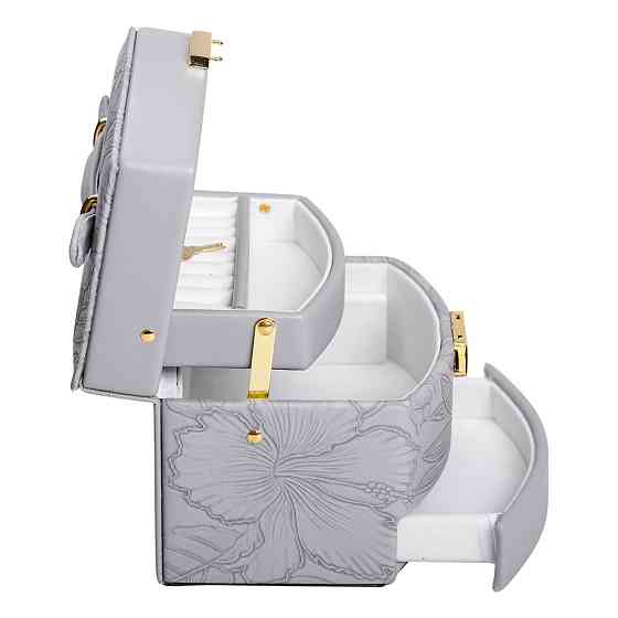 Yiwu Скринька для прикрас з еко шкіри 3 яруси із замком органайзер для ювелірних виробів HP-5-2 Коломыя