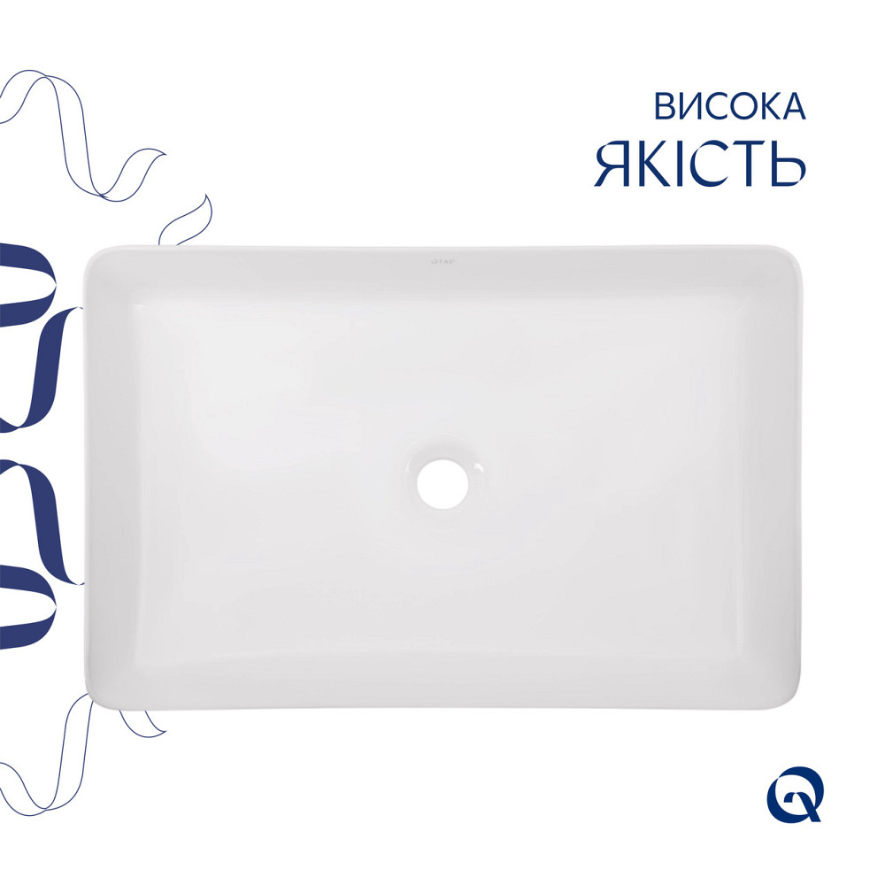 Комплект Qtap Tern: Раковина накладная прямоугольная 600x400x110 мм WHITE + Донный клапан PU02 Киев - изображение 13