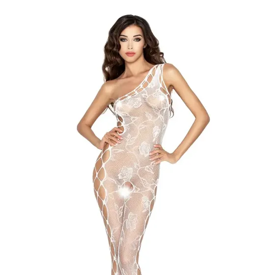 Бодістокінг Passion BS036 white, комбінезон, лямки через одне плече Львов