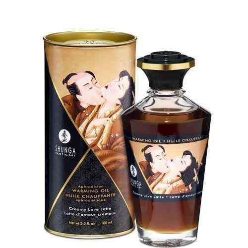 Разогревающее масло Shunga Aphrodisiac Warming Oil - Creamy Love Latte (100 мл) без сахара, вкусный Sex Aura Киев