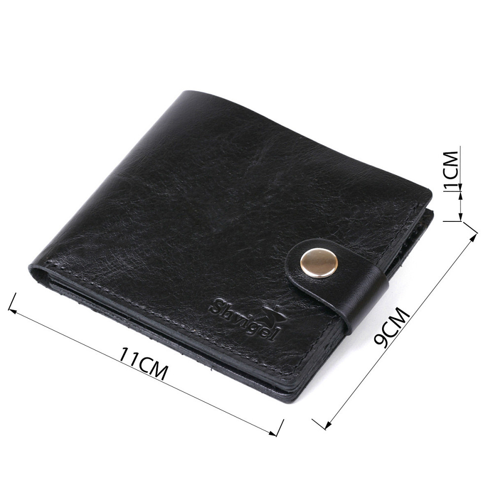 Небольшое кожаное портмоне для мужчин Черный (SHVIGEL) Киев - изображение 7