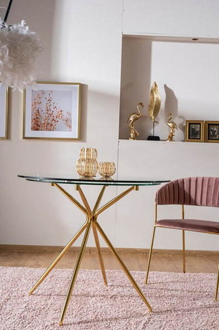 Стіл AZALIA прозорий/золото каркас д.80 Дніпро - фото 10