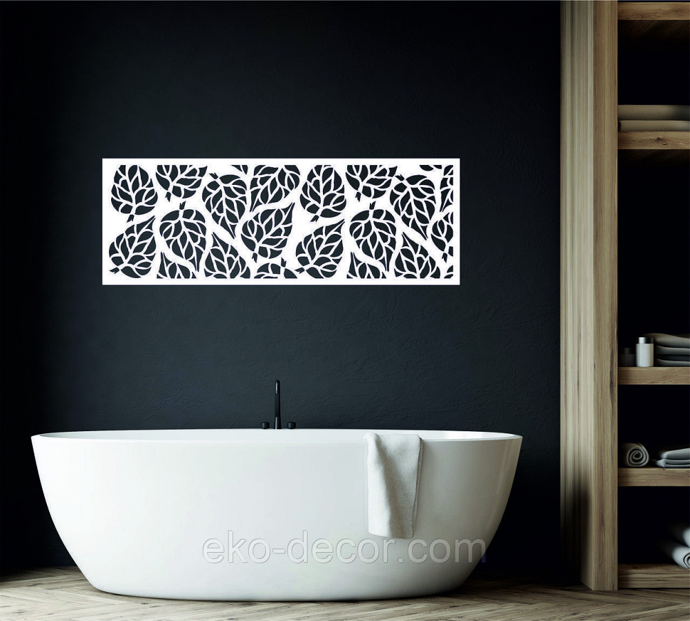 Декоративне настінне Панно «Листя» Декор на стіну 30*85 см, Білий Київ - фото 2