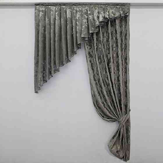 Кухонный комплект (150х250см) шторка с ламбрекеном цвет серый 039к 59-406 Киев