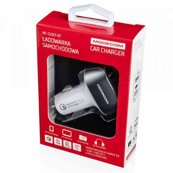 Автозарядка 3xUSB (USB-C, 2xUSB-A) PD/QC3.0 біла Modecom (ZT-MC-CU2C1-07) Киев