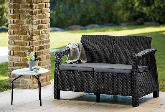 Диван пластиковий садовий Keter Corfu II Love seat, графіт Київ
