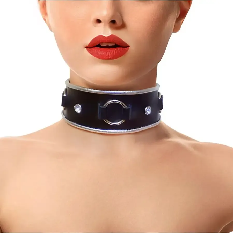 Ошейник из натуральной кожи со стразами и кольцом Art of Sex -  Collar Ring Львів - фото 1