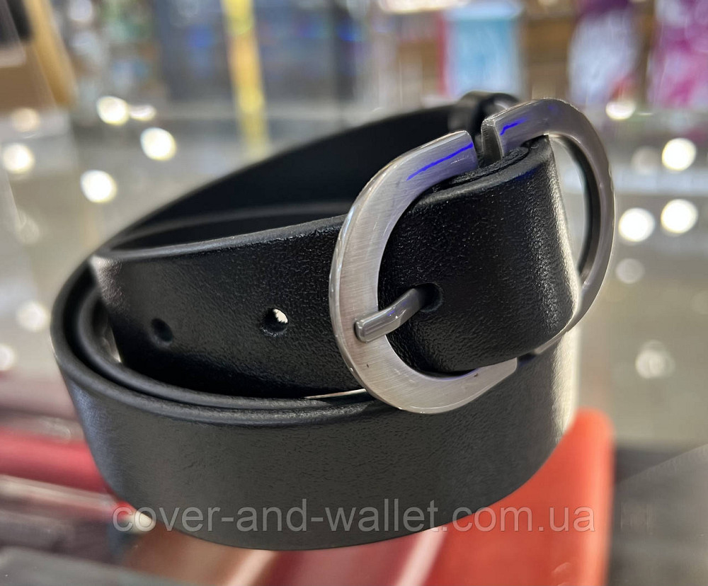 Стильный женский ремень черного цвета с округлой пряжкой 30 мм PS Leather Киев - изображение 2