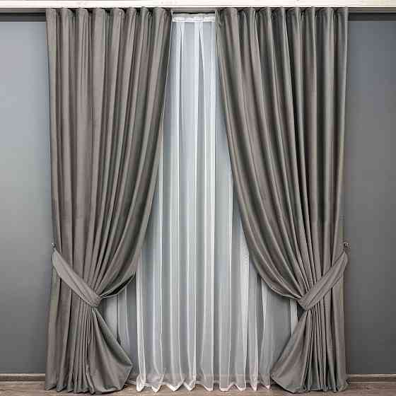 Комплект готовых штор VR-Textil Бархат № 1766ш Сатин 150х290 см 2 шт (33-0951) Киев