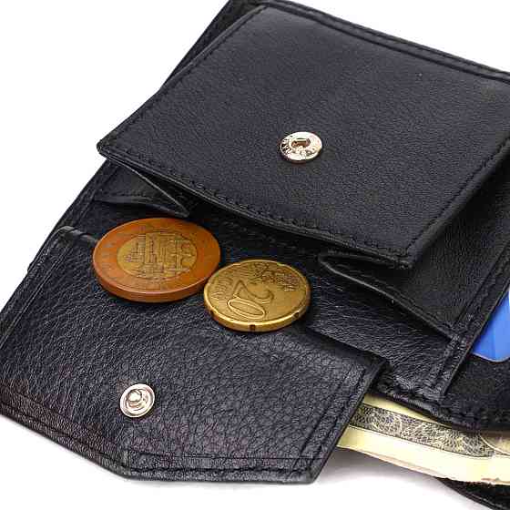 Классическое горизонтальное мужское портмоне из натуральной кожи флотар Черное (CANPELLINI) Киев