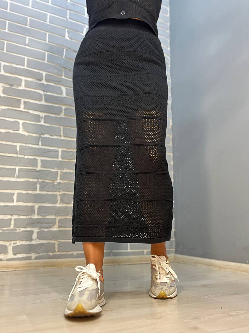 Костюм жіночий MINTAS 2456 ажурний прозорий спідниця довга з майкою one size чорний, чорний, one size Київ - фото 7