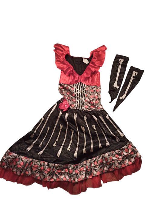 Сукня жіноча з черепами та нарукавниками для вечірки на Хелловін розмір S\М чорно-червоний Київ - фото 4