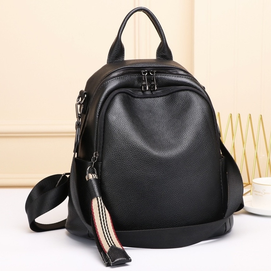 Чорний жіночий шкіряний міський рюкзак-сумка Киев - изображение 5