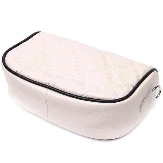 Сумка крос-боді напівкруглого формату з натуральної шкіри Vintage 22393 Біла Київ