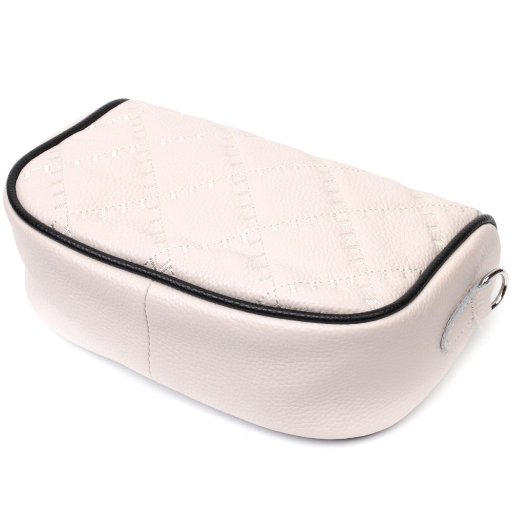 Сумка крос-боді напівкруглого формату з натуральної шкіри Vintage 22393 Біла Київ - фото 5