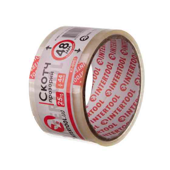 Скотч прозорий, 25 м × 48 мм, 44 мкм INTERTOOL KT-0901 Київ