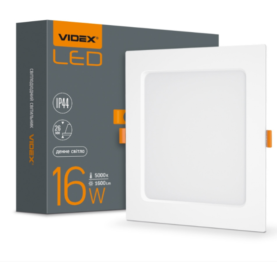 LED Панель врізна квадратна 16W 5000К VL-DLBS-165 Videx Житомир