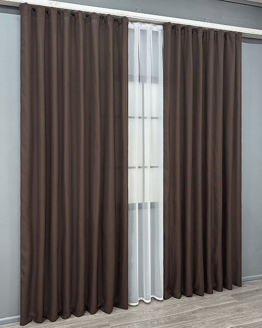 Комплект готових штор VR-Textil Льон Льон Мішковина № 1189ш Венге 100х270 см 2 шт (31-489) Київ - фото 20