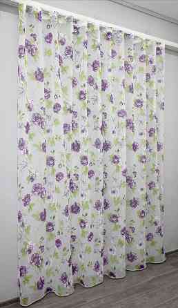 Тюль VR-Textil 1266т Flora Батист Білий з фіолетовим та салатовим 400х270 см (40-050) Київ