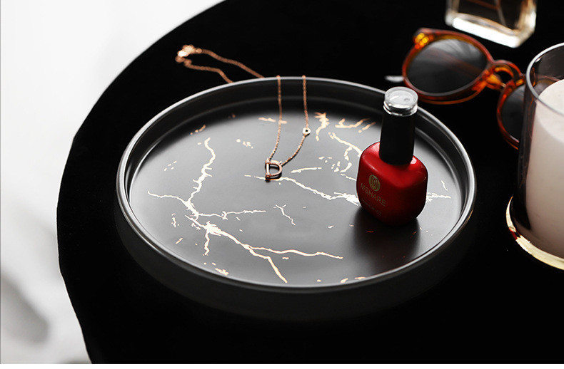 Тарелка Мраморная роскошь ЧЕРНАЯ 25 см 960 грамм!! Блюдо фарфорова матовая под мрамор БОЛЬШАЯ столовая тарелка Кременчуг - изображение 5