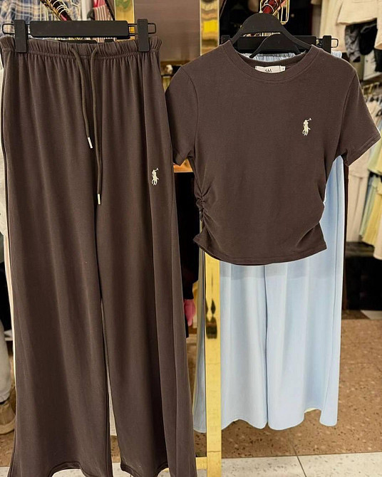 Женский прогулочный костюм: футболка и штаны вискоза Шоколадный, 44/46 Одесса - изображение 1