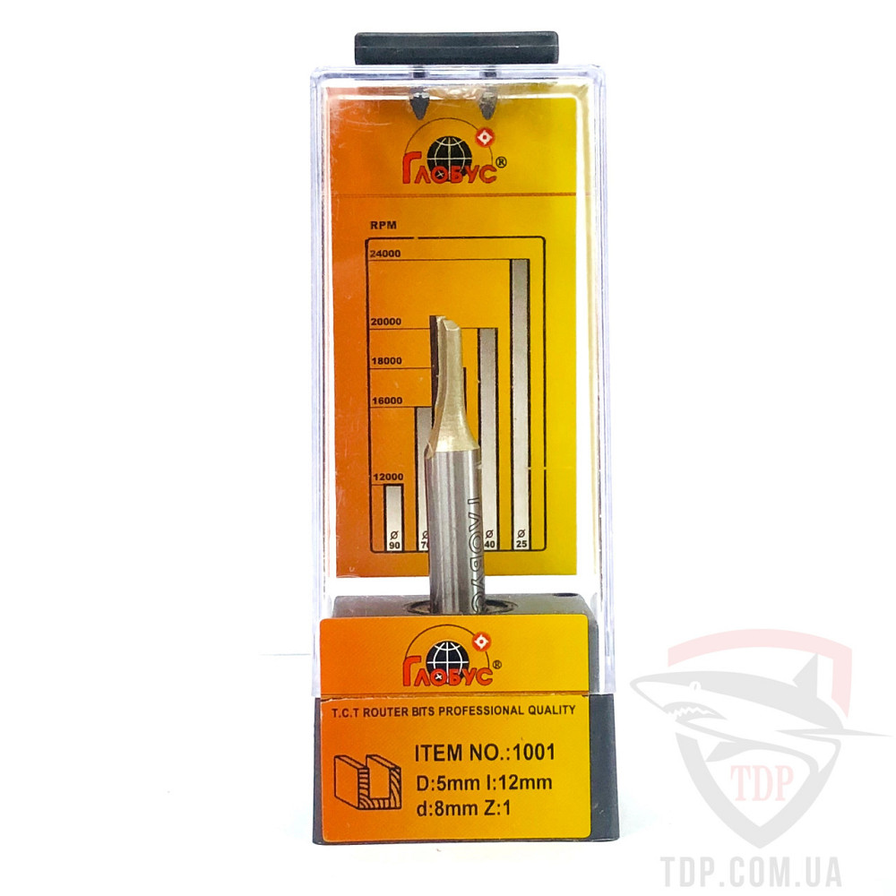 Фреза по дереву ГЛОБУС пазовая прямая однозубая 1001 D5 d8 h12 z1 Коломыя - изображение 2