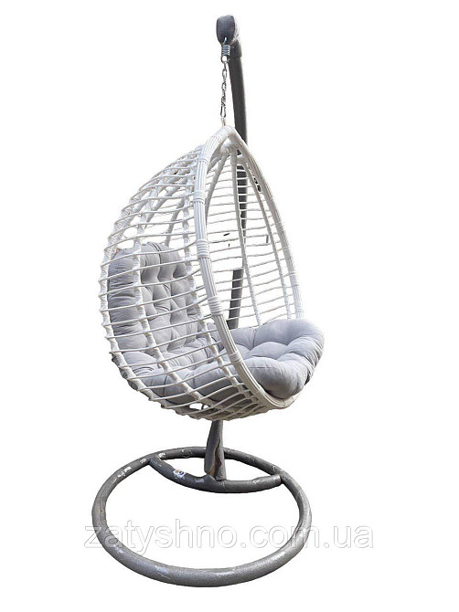 Кокон із ротанга з сірою подушкою Київ - фото 5