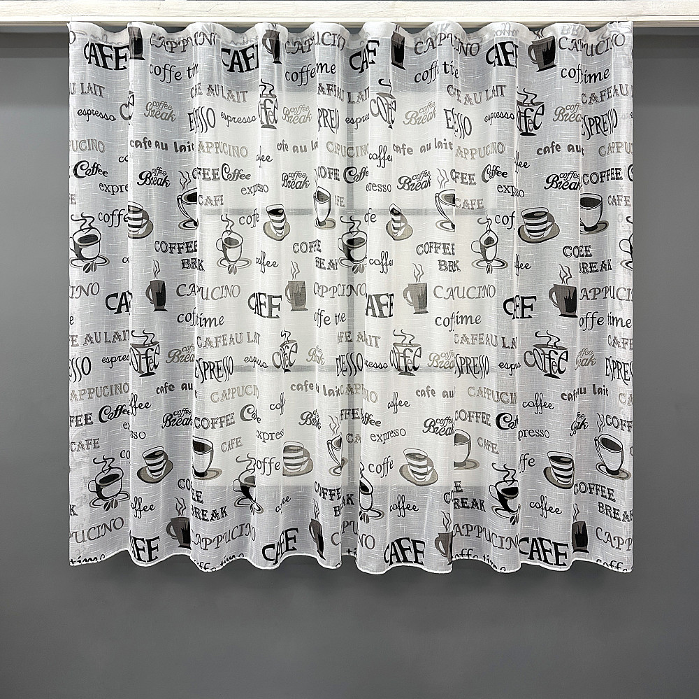 Кухонна тюль-арка VR-Textil № 1793т льон молочний з чорним 300х115 см (53-0115) Київ - фото 2