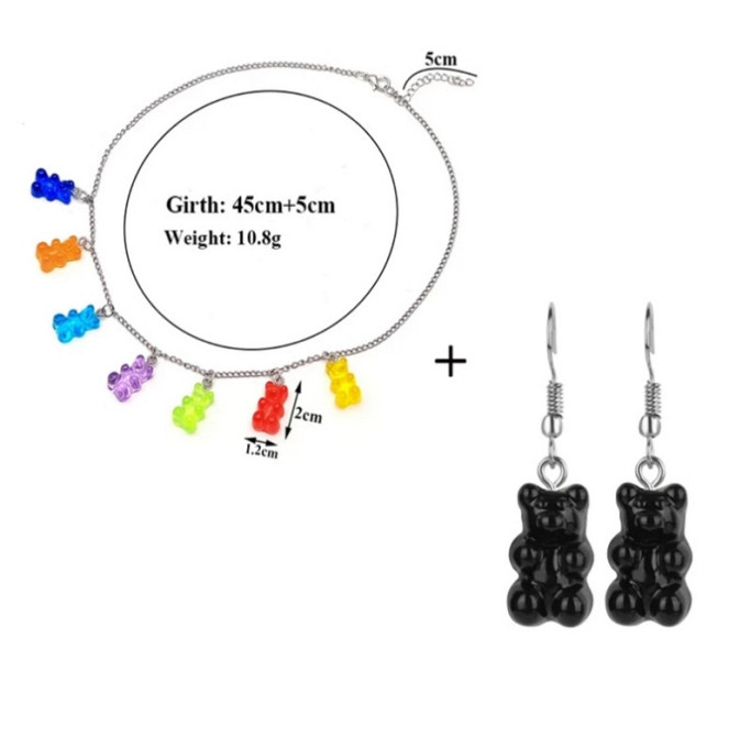 Бижутерия с мишками (набор) - в набор входит сережки черные и ожерелье, материал смола Киев - изображение 1