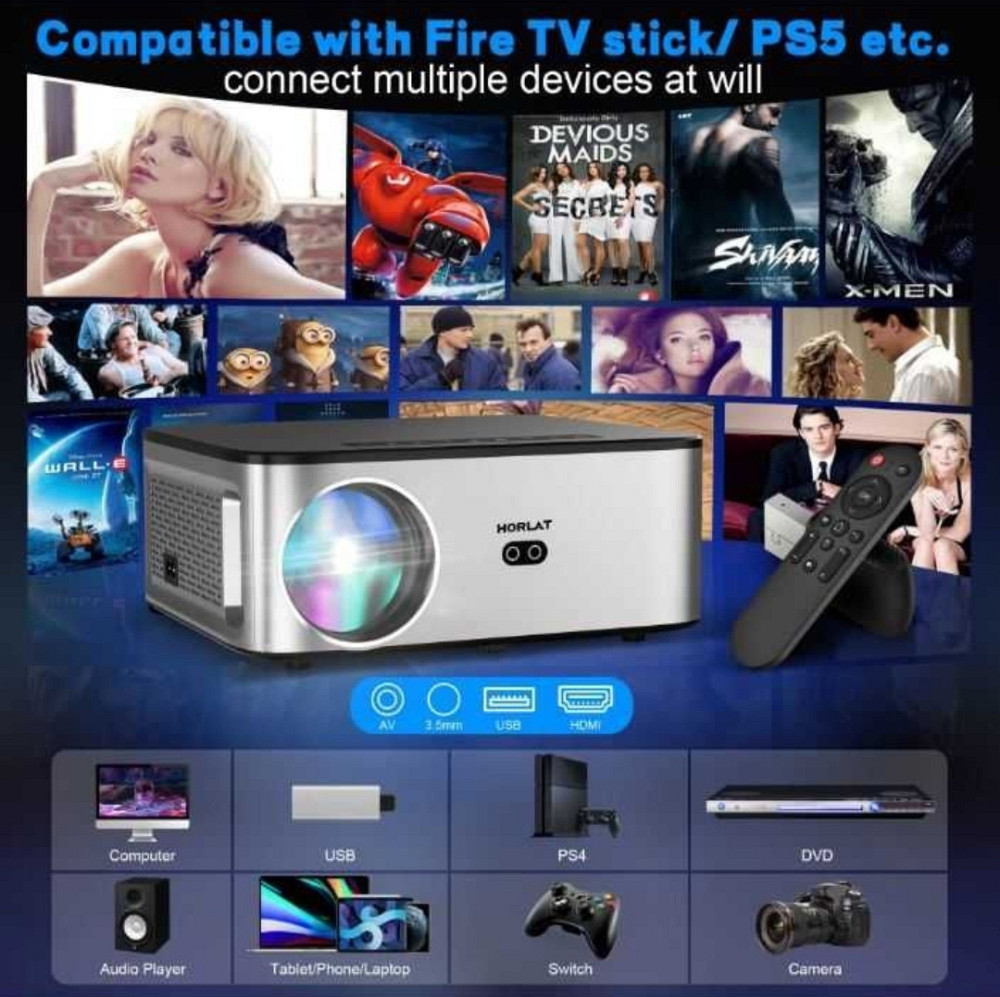 Мультимедійний проєктор HORLAT T09 Full HD Wi-Fi Київ - фото 5