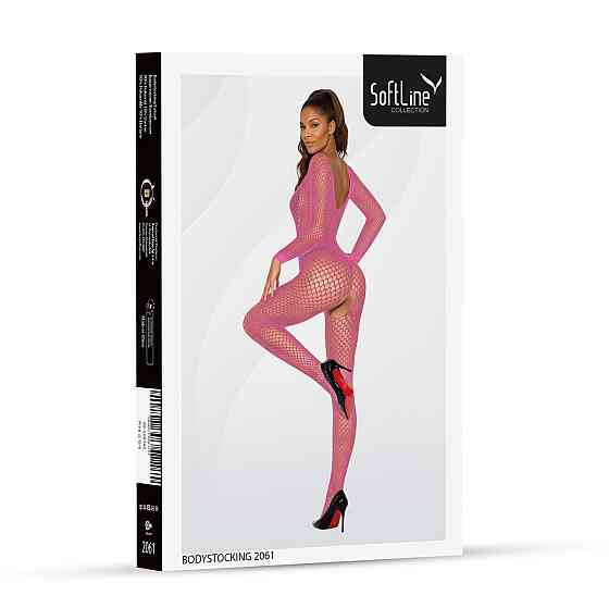 Бодістокінг жіночий SoftLine 2061 Pink, рожевий, сітчастий Sex Aura Київ