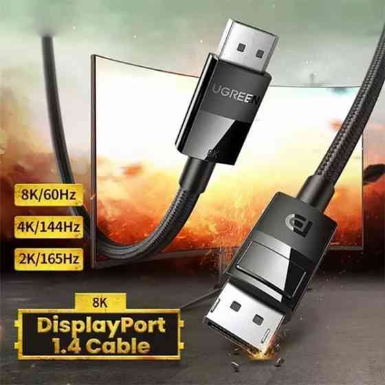Кабель DP 1.4 Male to Male 3м Plastic Case Braided Cable UGREEN DP114 Чорний (80393) Киев