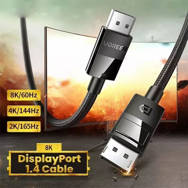 Кабель DP 1.4 Male to Male 3м Plastic Case Braided Cable UGREEN DP114 Чорний (80393) Киев - изображение 3
