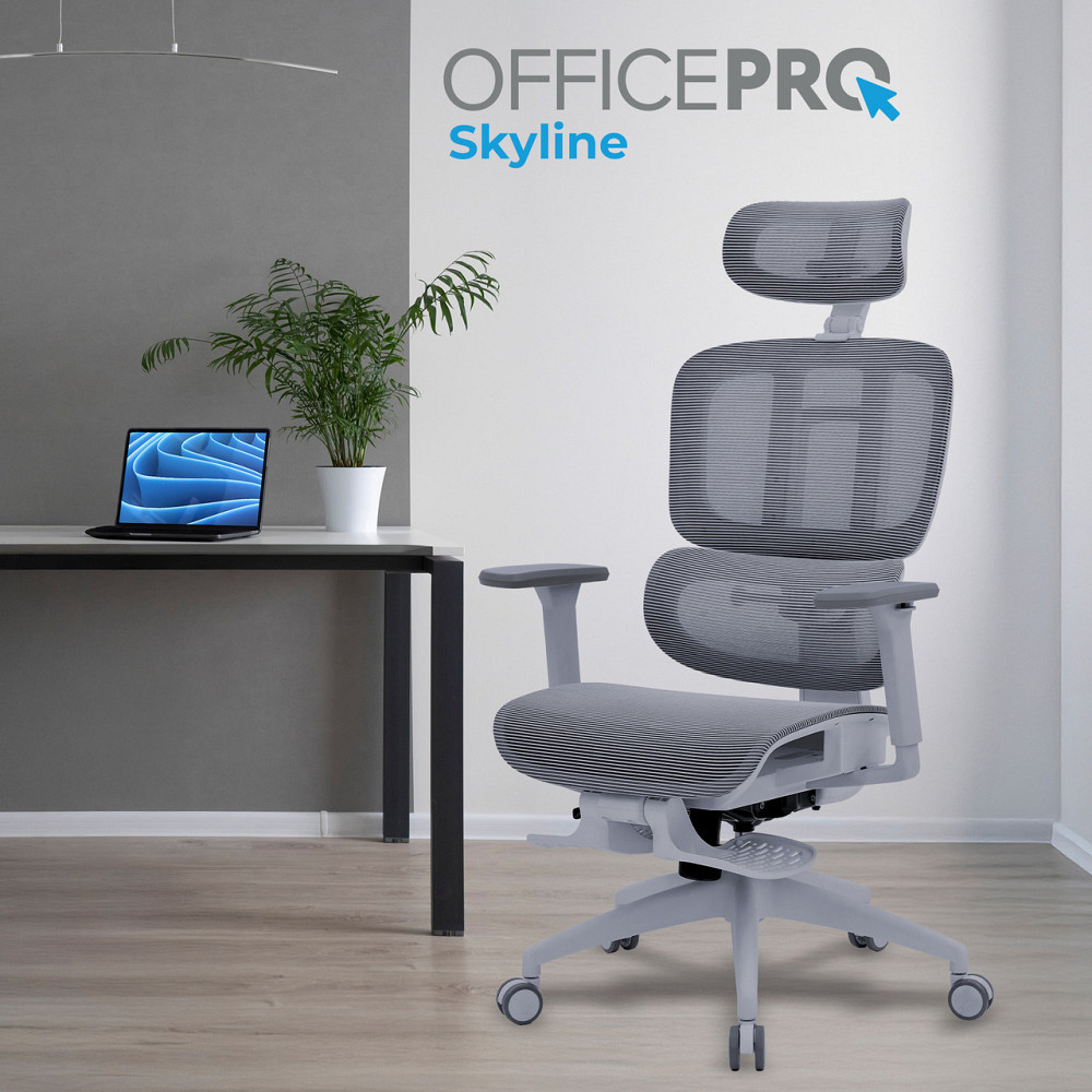 Крісло офісне Officepro Skyline Footrest Gray/Dark Gray (OC750-G-DG-DG) ( 27540 ) Харків - фото 8