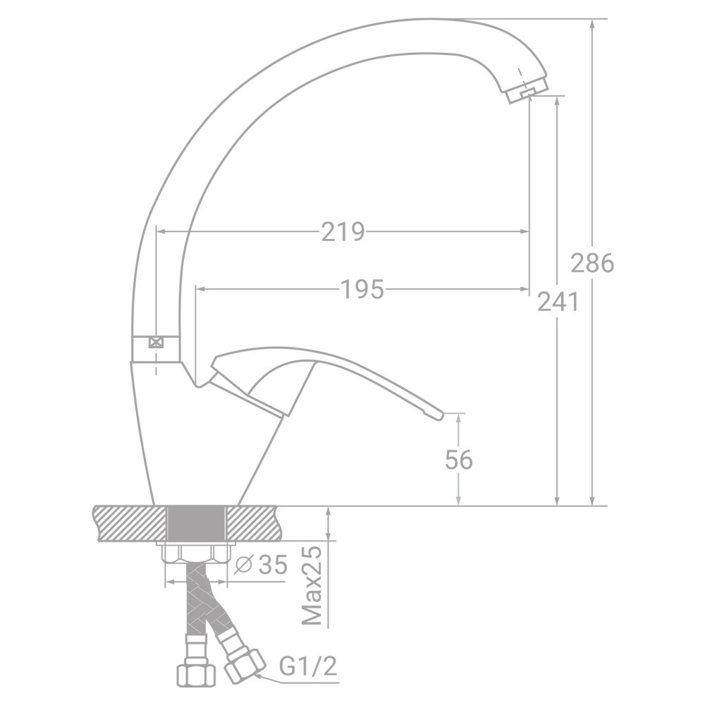 Смеситель s10 Ø40 для кухни гусак ухо лат. шток на гайке TAU SF-4B439C (9810100) Киев - изображение 2