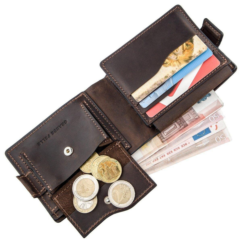 Горизонтальное портмоне унисекс GRANDE PELLE 11218 Коричневое Киев - изображение 7