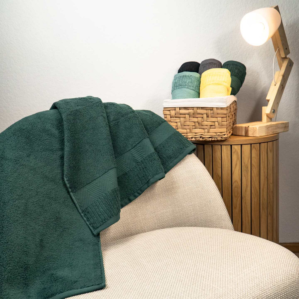 Махровий рушник 50x90см Преміум якості Зеро Твіст Бордюр 550г/м2 (Зелений) Суми - фото 5